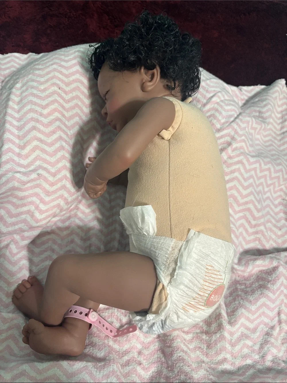 Reborn Baby Doll Nevaeh w/ Outfit, Hat & Lovey – Good Condition